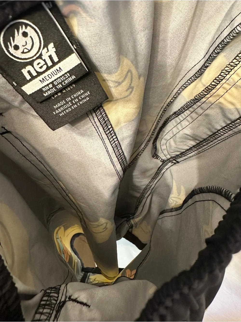 Neff Rubber Ducky Swim Trunks Shorts Black Yellow Duck Print Men’s Medium